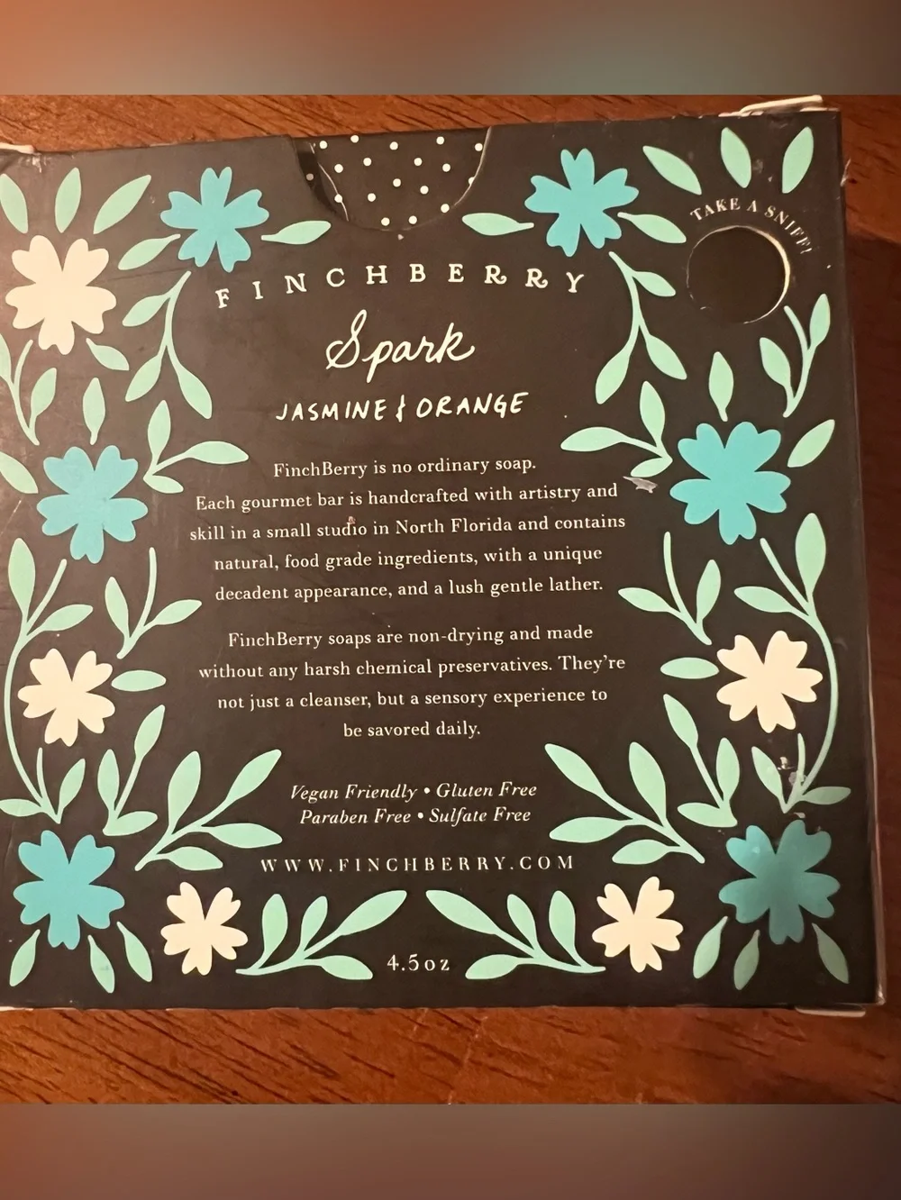FinchBerry Spark Artisan Soap Jasmine Orange Vegan Handmade 4.5 oz Gift Bar